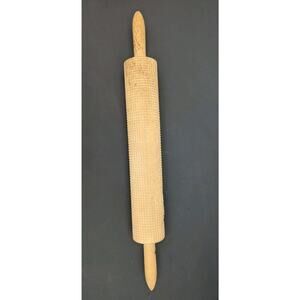 Wood Lefse Rolling Pin Antique Norwegian Textured Corrugated Hard Tack 23"